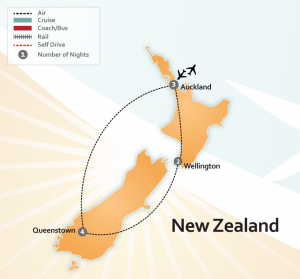 New-Zealand Map Auckland, Wellington & Queenstown